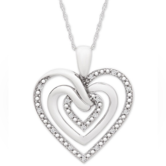 Diamond Multi-Heart 18" Pendant Necklace (1/10 ct. t.w.) in Sterling Silver NIB - Picture 3 of 12